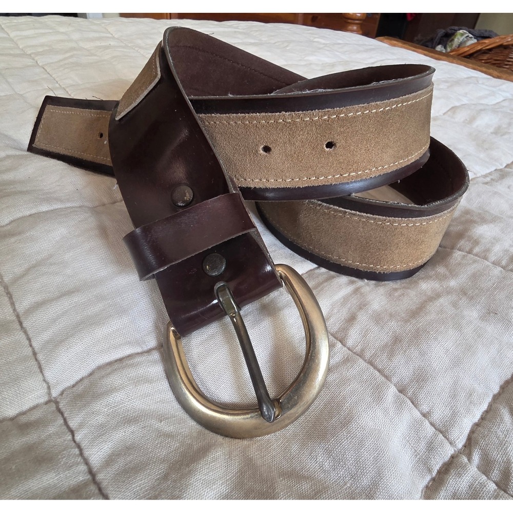 Unbranded Leather Suede Belt Unisex 38 Brown Fair Western Equestrian Wide Boho
